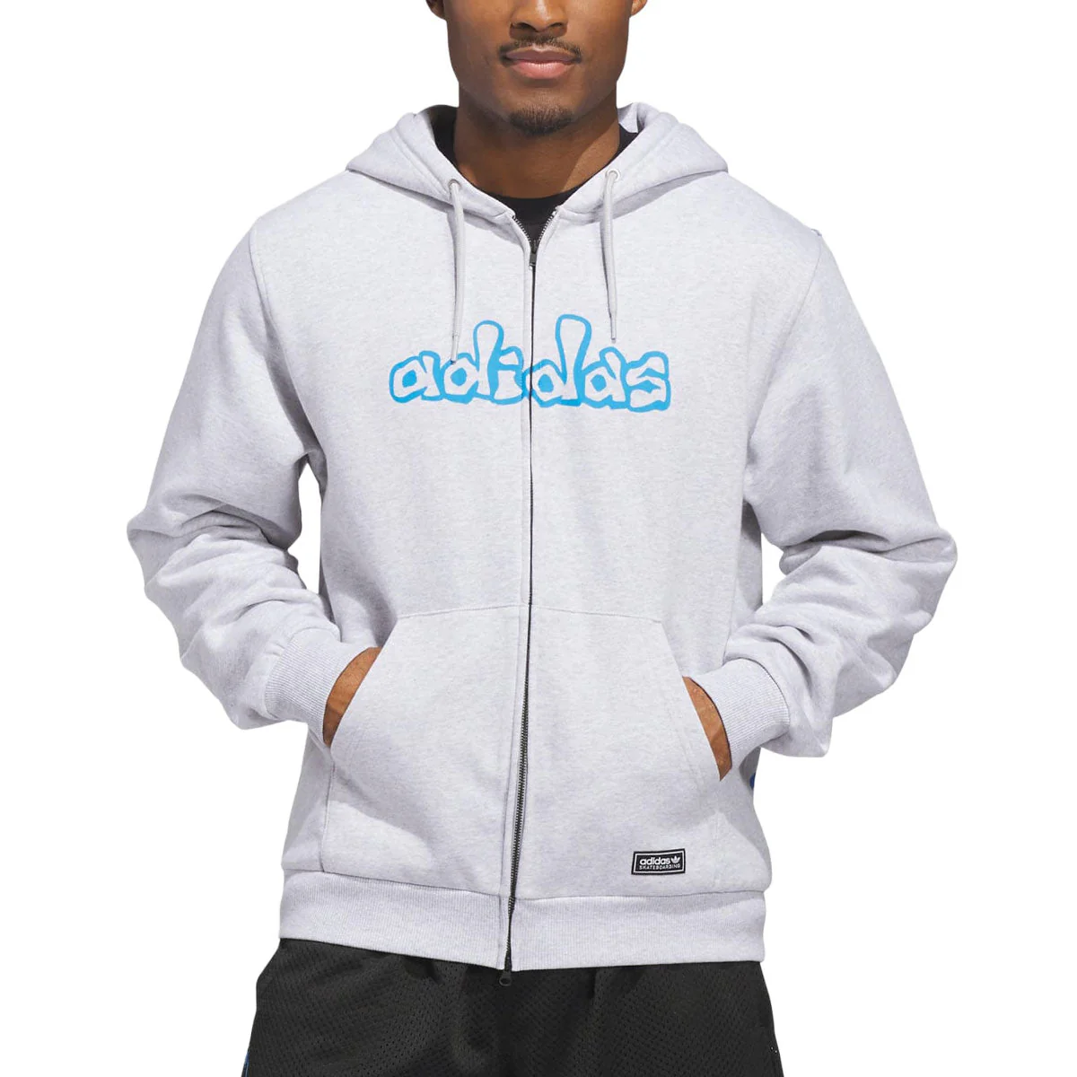 Adidas Kogan Hoodie - Light Grey Heather/Lucid Ray Blue