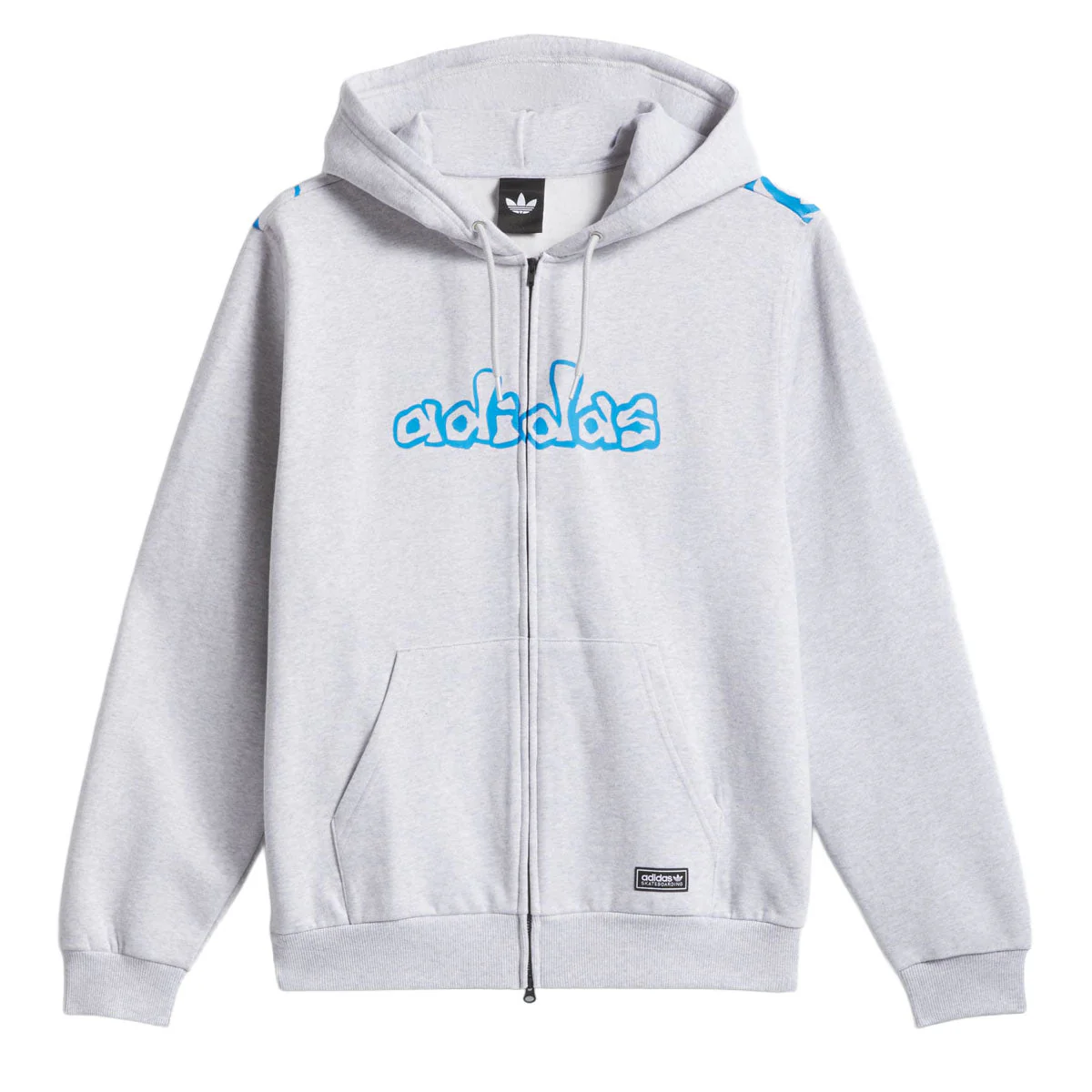 Adidas Kogan Hoodie - Light Grey Heather/Lucid Ray Blue - Image 4