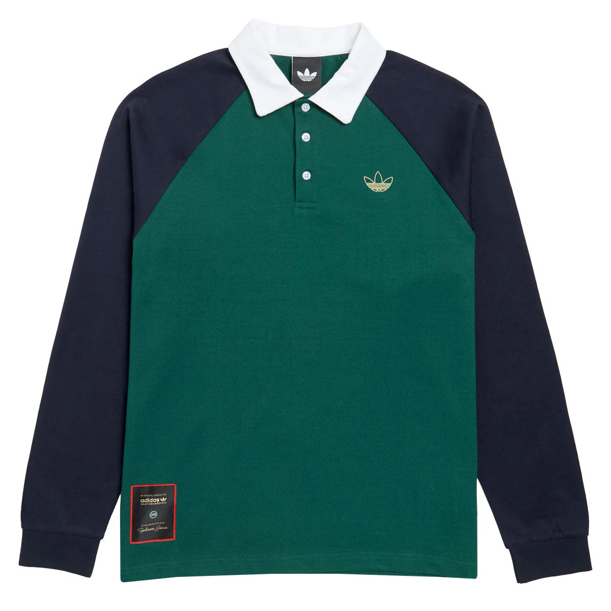 Adidas Tyshawn Rugby Shirt - Collegiate Green/Legend Ink