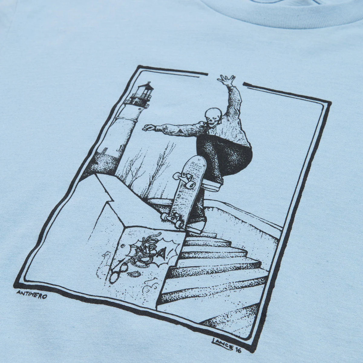 Anti-Hero BA Lance T-Shirt - Heather Light Blue/Black - Image 2
