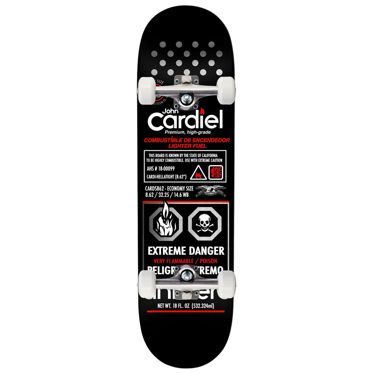 Anti-Hero Cardiel Fueled Up Skateboard Complete - Black - 8.62"
