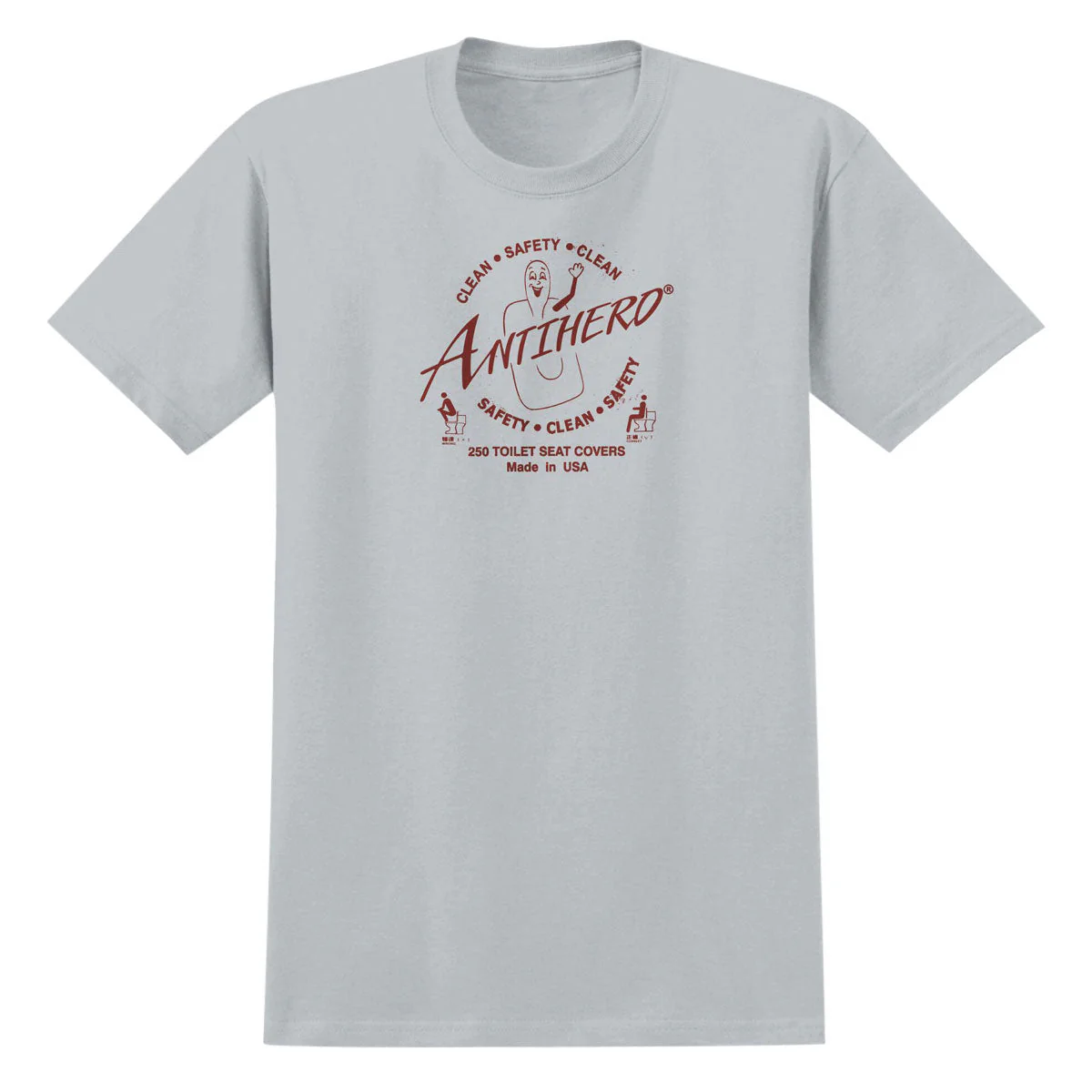 Anti-Hero Clean Safety T-Shirt - New Silver/Burgundy