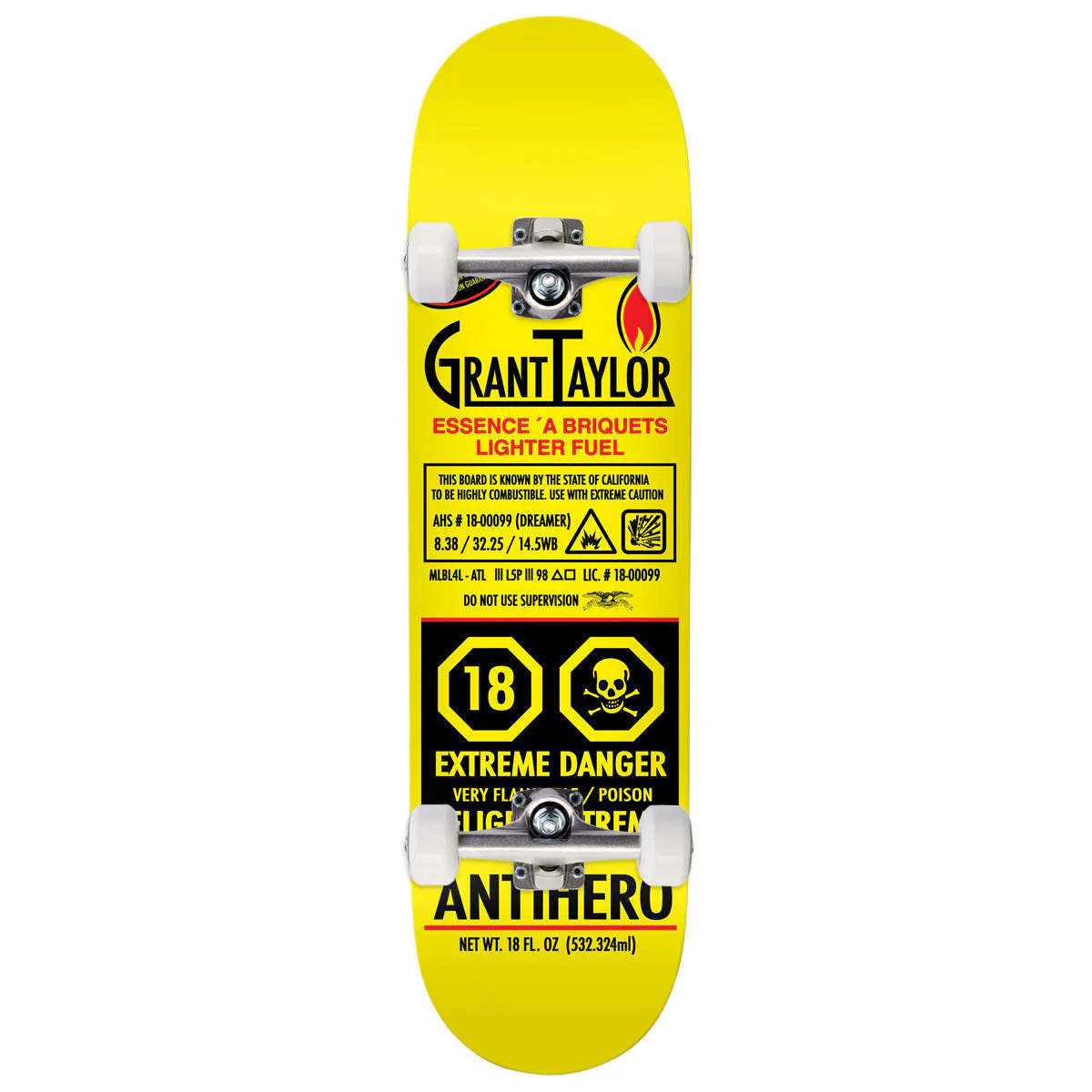 Anti-Hero Taylor Fueled Up Skateboard Complete - Yellow - 8.38"