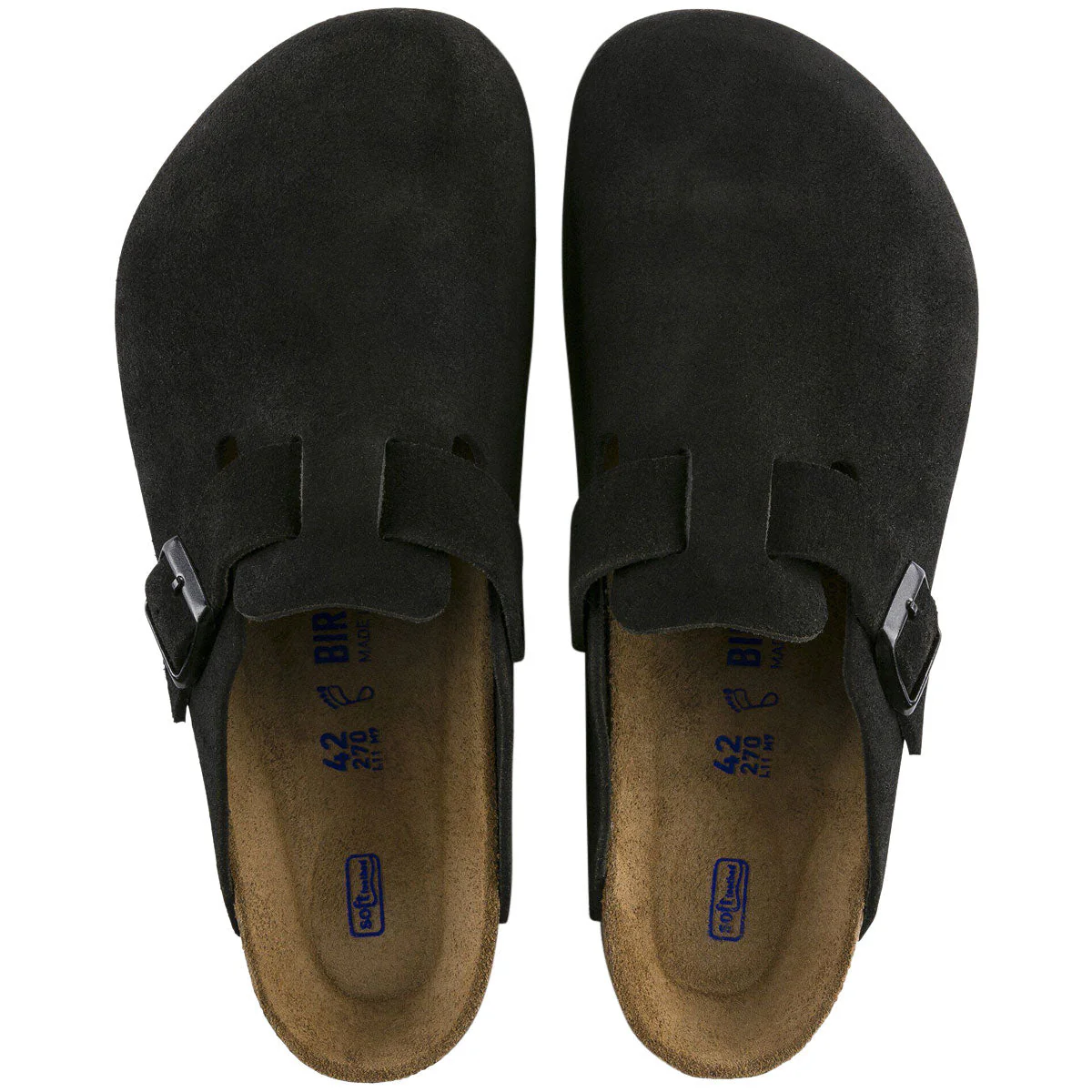 Birkenstock Womens Boston Soft Footbed Sandals - Black Suede - Image 3