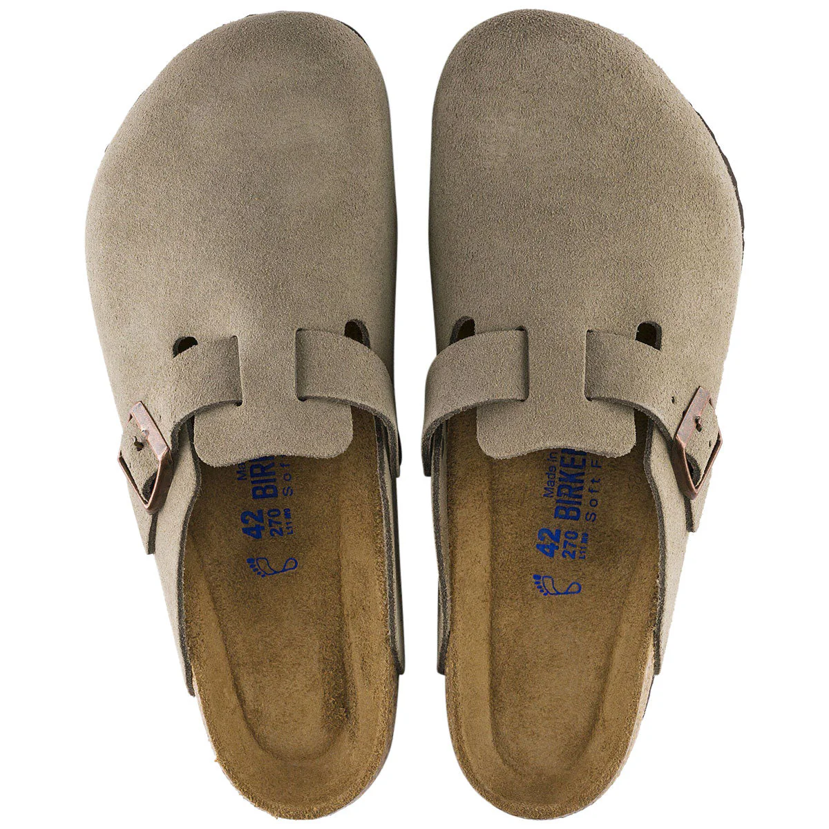 Birkenstock Womens Boston Soft Footbed Sandals - Taupe Suede - Image 3