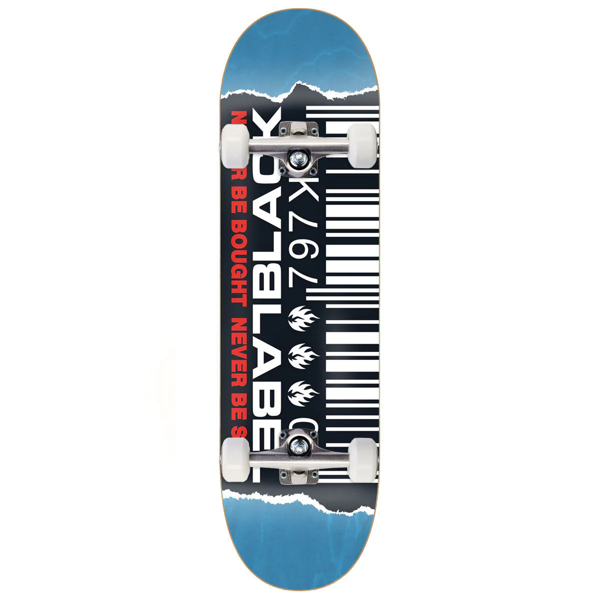 Black Label Ripped Barcode Skateboard Complete - Assorted Stains - 8.25"