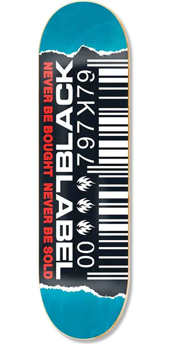 Black Label Ripped Barcode Skateboard Deck - Assorted Stains - 8.50"