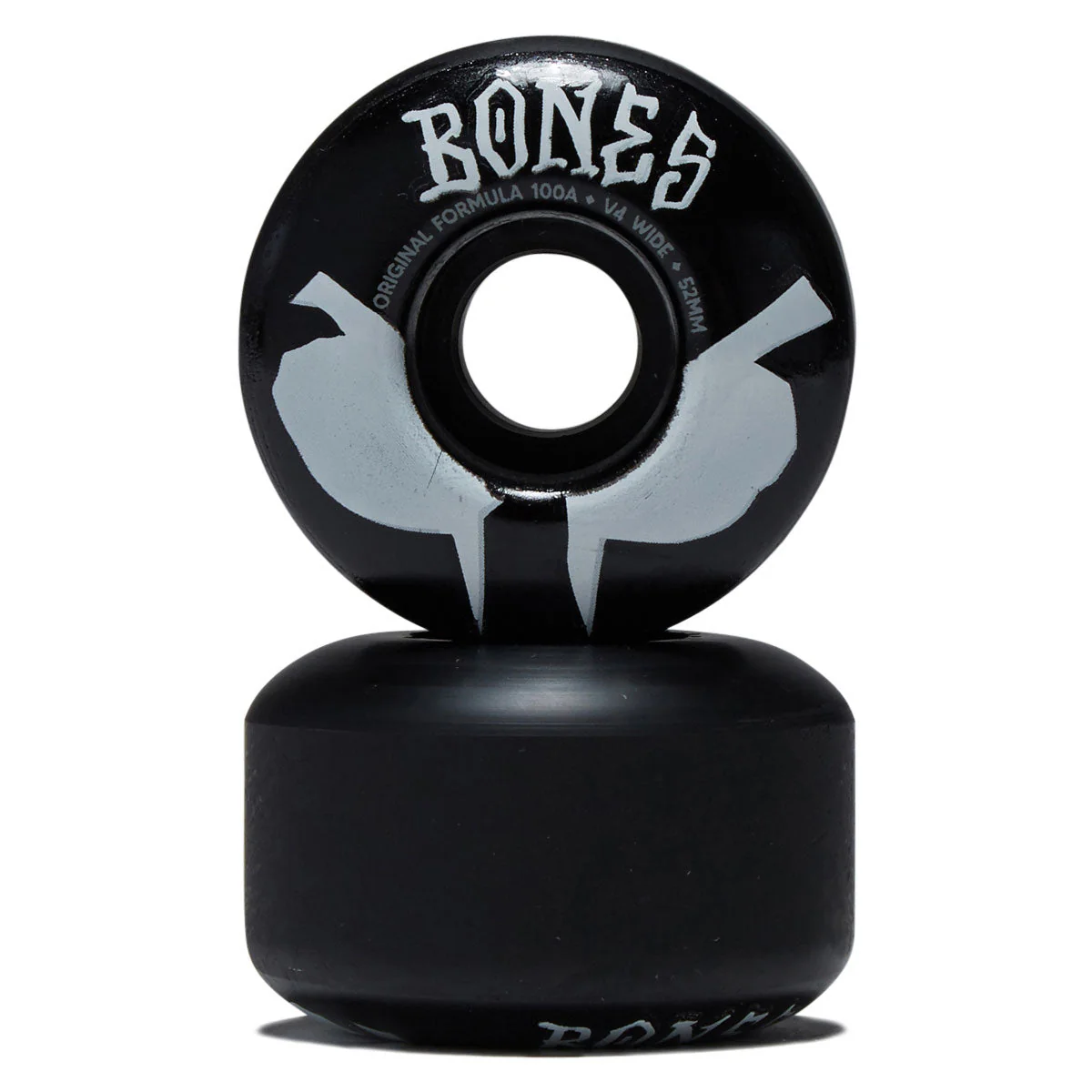 Bones 100s Wides 100a V4 Wide Skateboard Wheels - Black 2026 - 52mm - Image 2