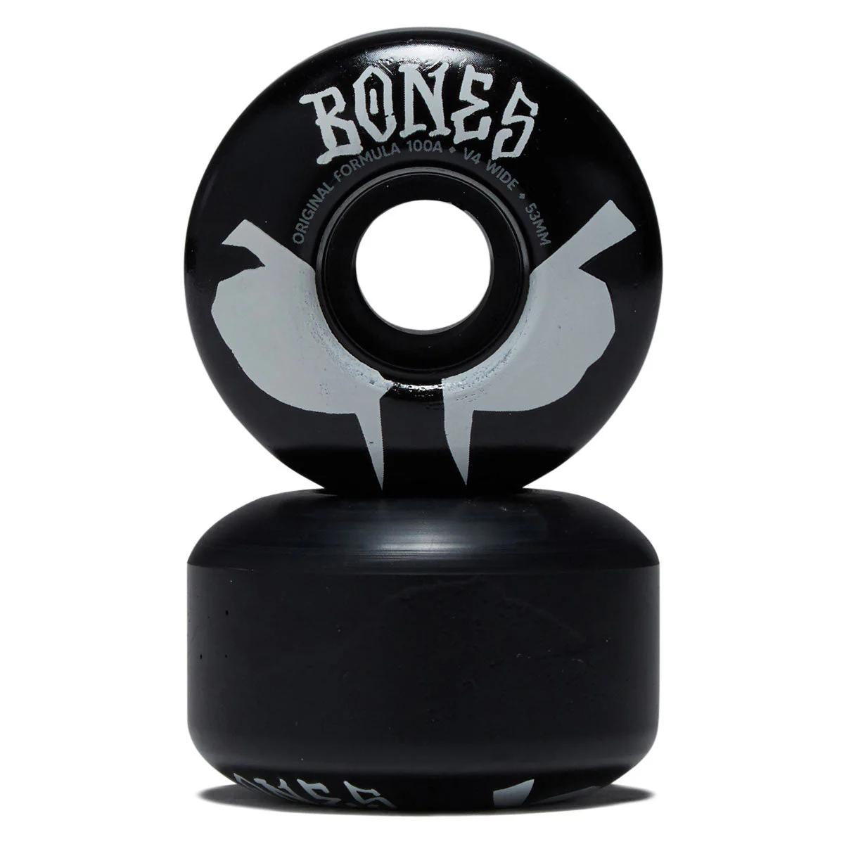 Bones 100s Wides 100a V4 Wide Skateboard Wheels - Black 2026 - 53mm - Image 2