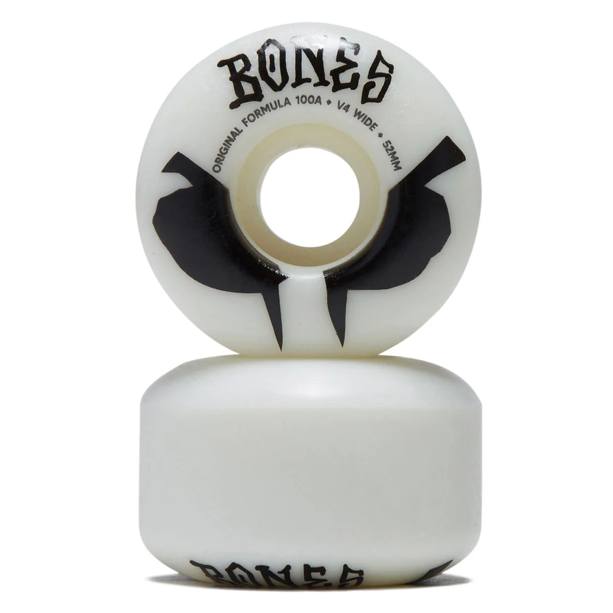 Bones 100s Wides 100a V4 Wide Skateboard Wheels - White 2026 - 52mm - Image 2