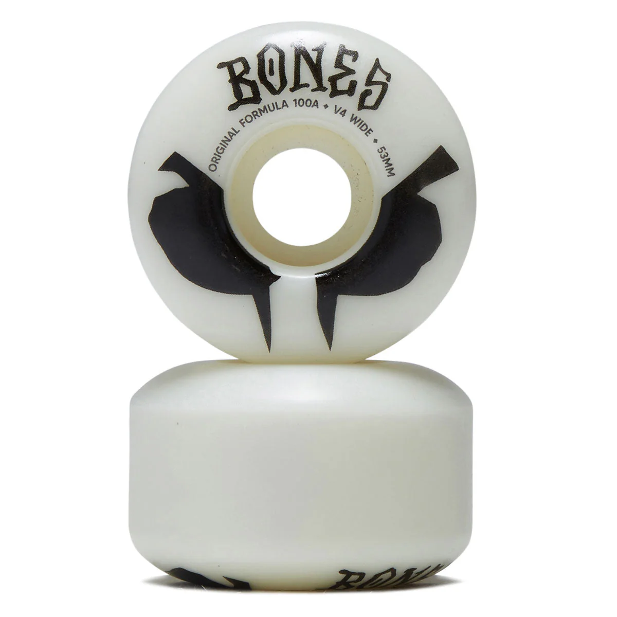 Bones 100s Wides 100a V4 Wide Skateboard Wheels - White 2026 - 53mm - Image 2