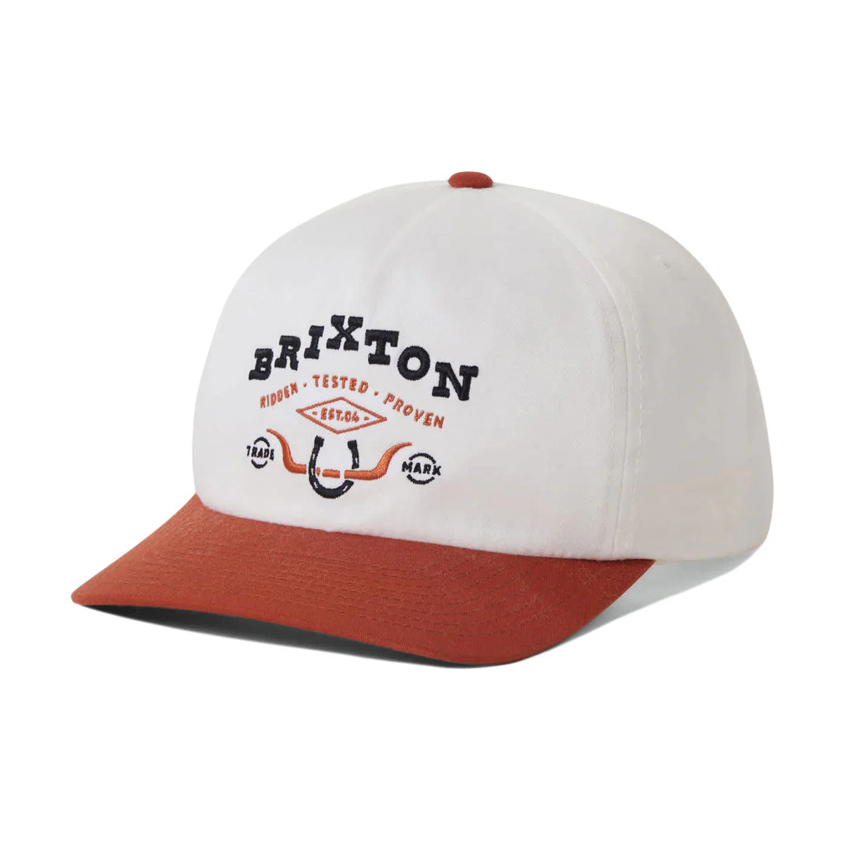Brixton Beekman MP Snapback Hat - Off White/Rust