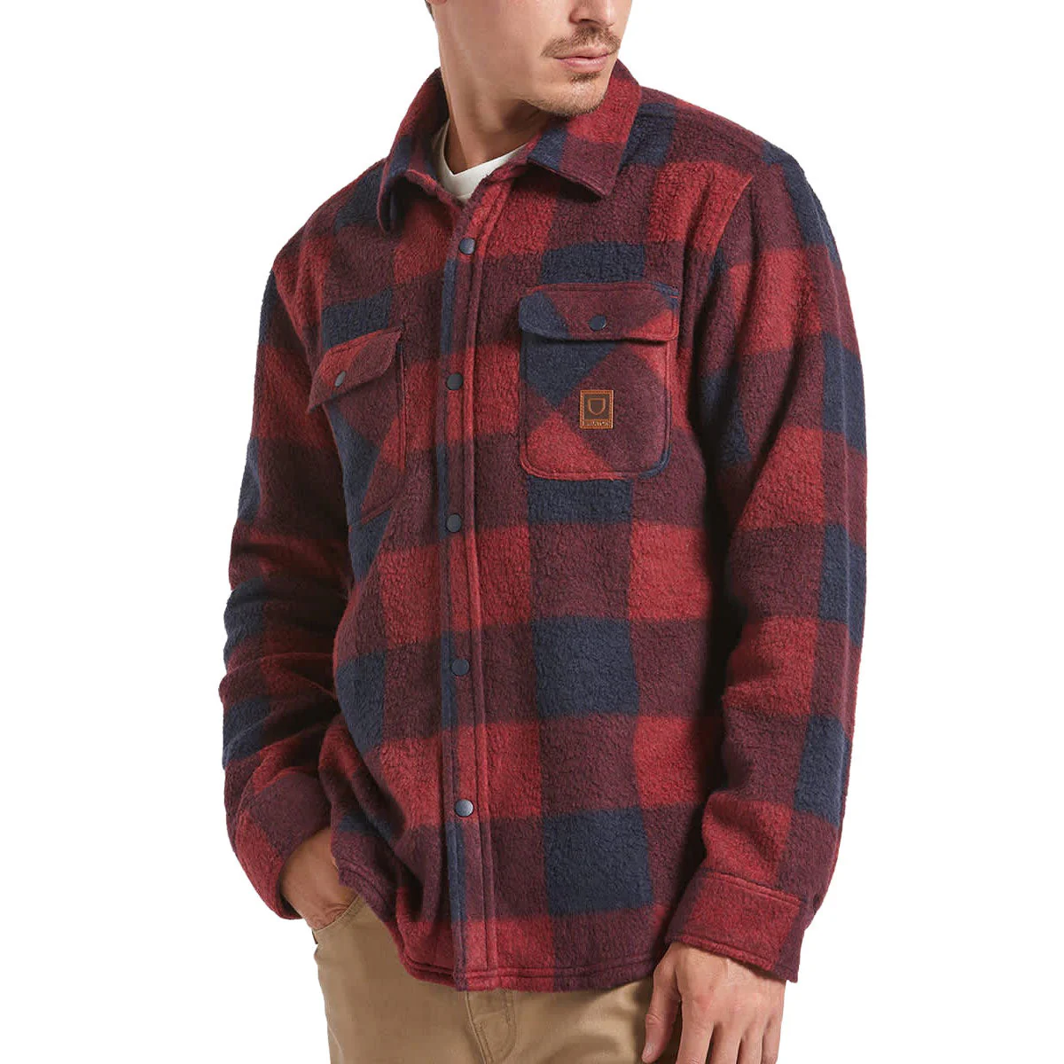 Brixton Bowery Long Sleeve Arctic Stretch Fleece Shirt - Adrenaline Rush/Mood Indigo