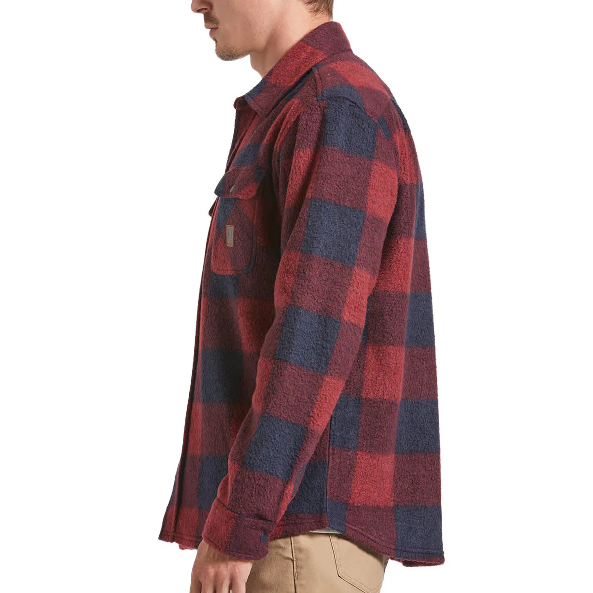 Brixton Bowery Long Sleeve Arctic Stretch Fleece Shirt - Adrenaline Rush/Mood Indigo - Image 3