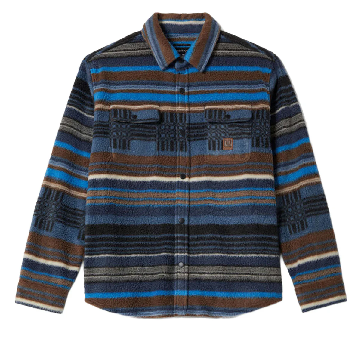 Brixton Bowery Long Sleeve Arctic Stretch Fleece Shirt - Mood Indigo Blanket Stripe - Image 2