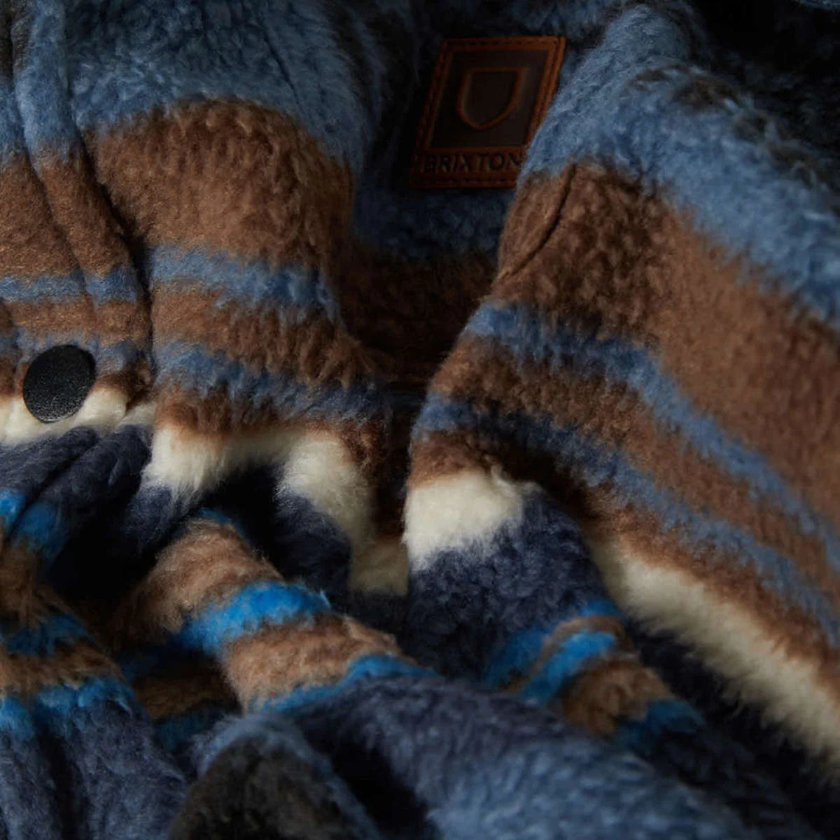 Brixton Bowery Long Sleeve Arctic Stretch Fleece Shirt - Mood Indigo Blanket Stripe - Image 3