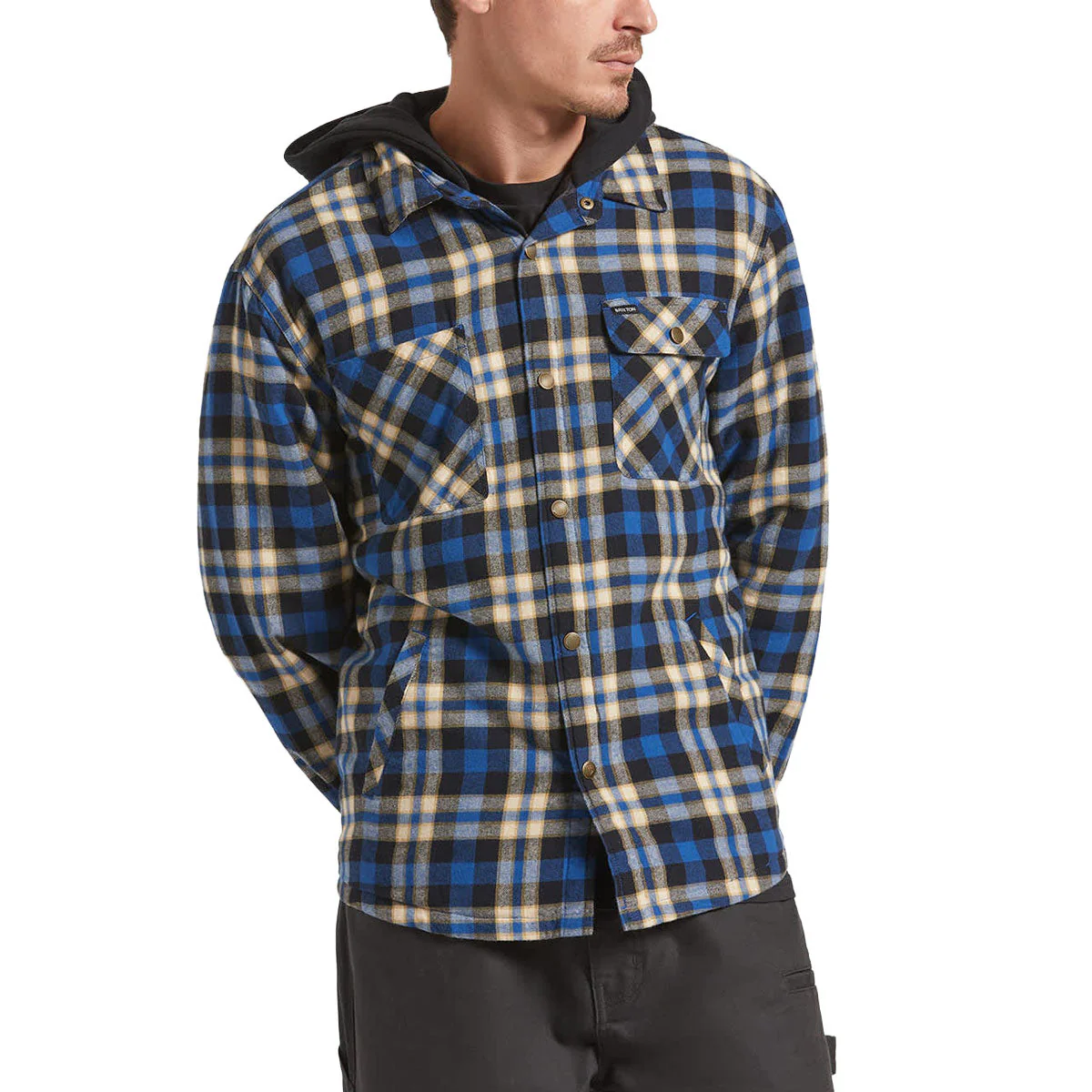 Brixton Bowery Quilted Hooded Jacket - Navy/Cream