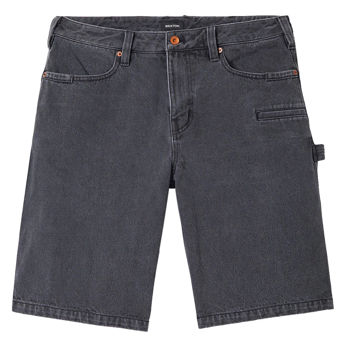 Brixton Builders Carpenter Baggy Shorts - Washed Black Denim