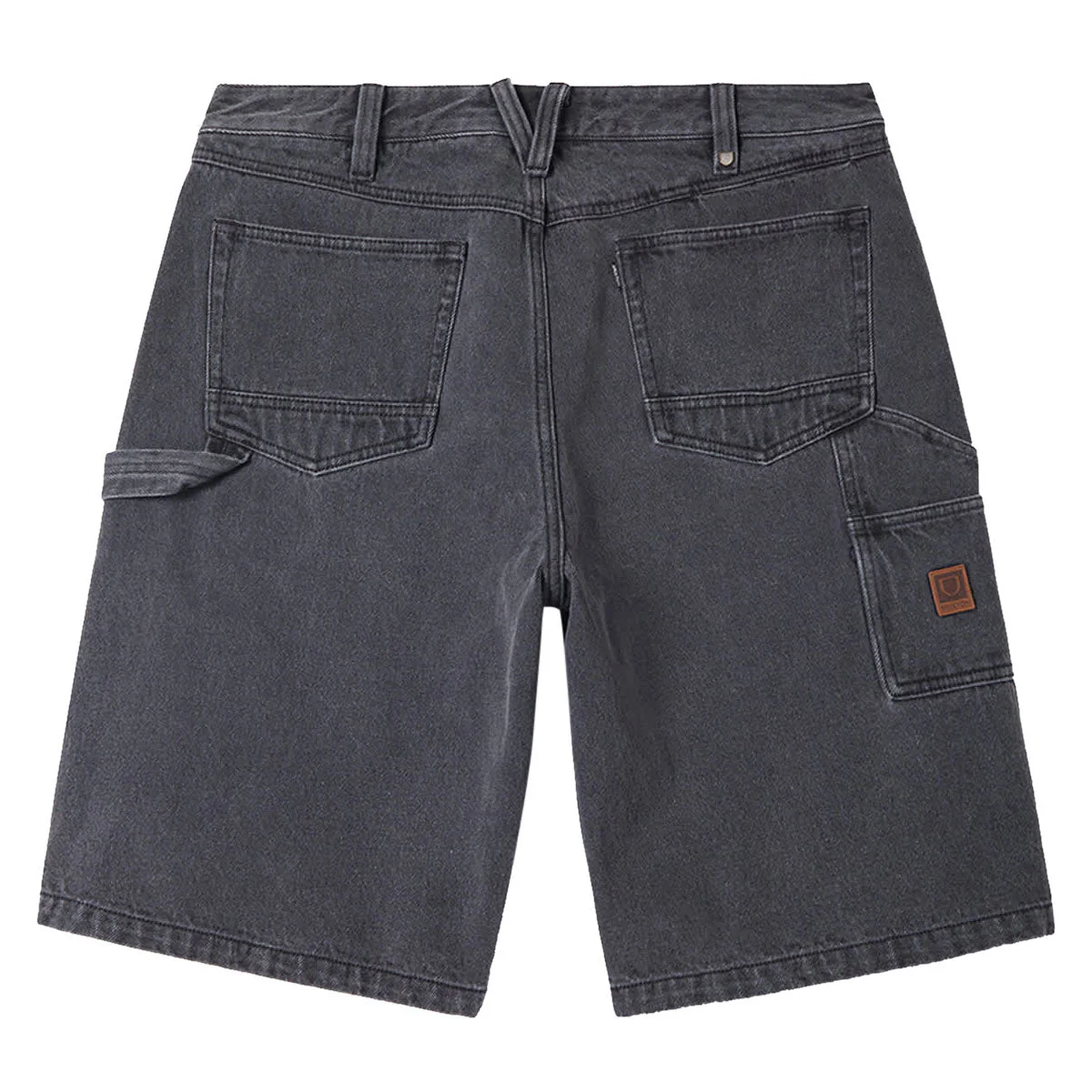 Brixton Builders Carpenter Baggy Shorts - Washed Black Denim - Image 2