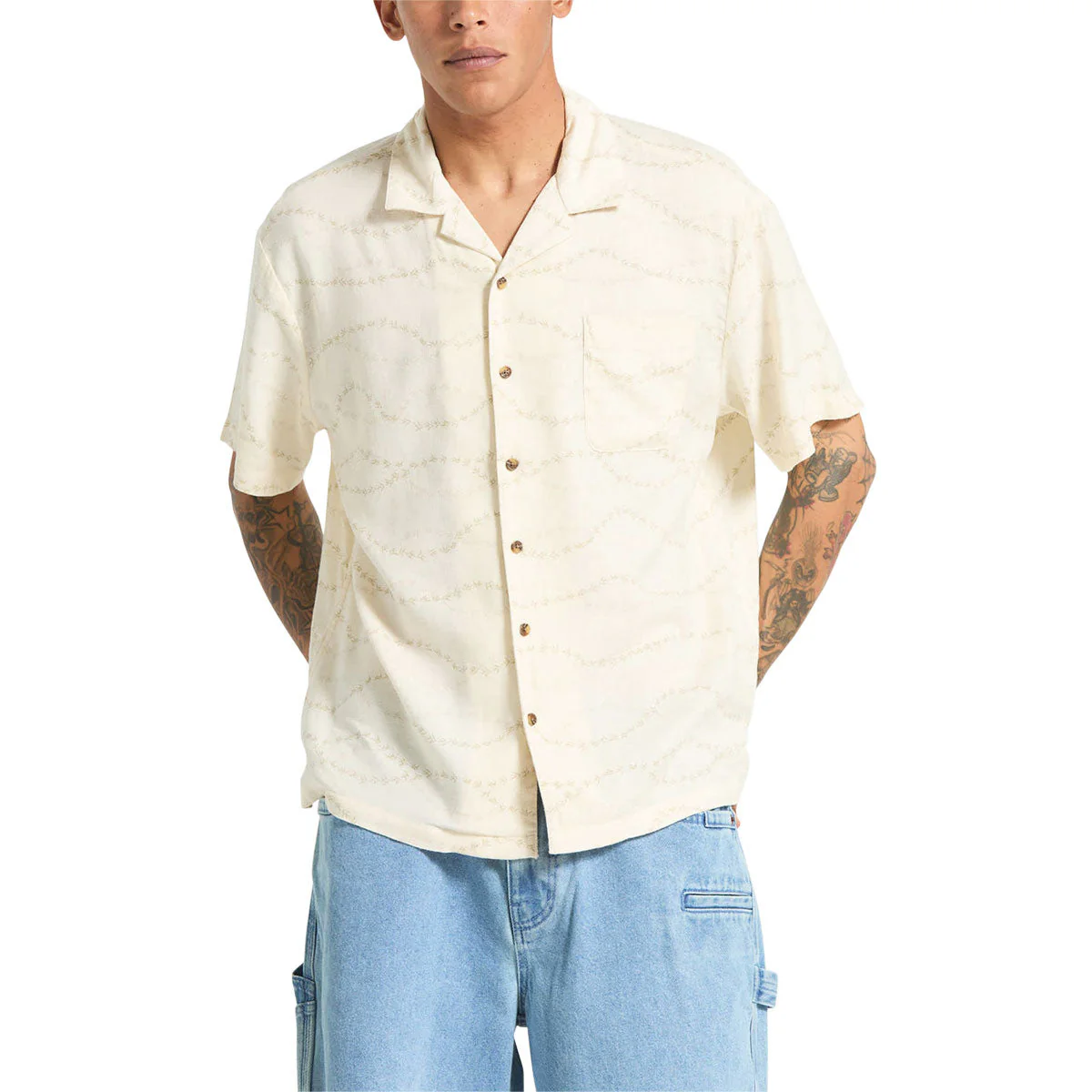 Brixton Bunker Slub Shirt - Whitecap/Black Swallows