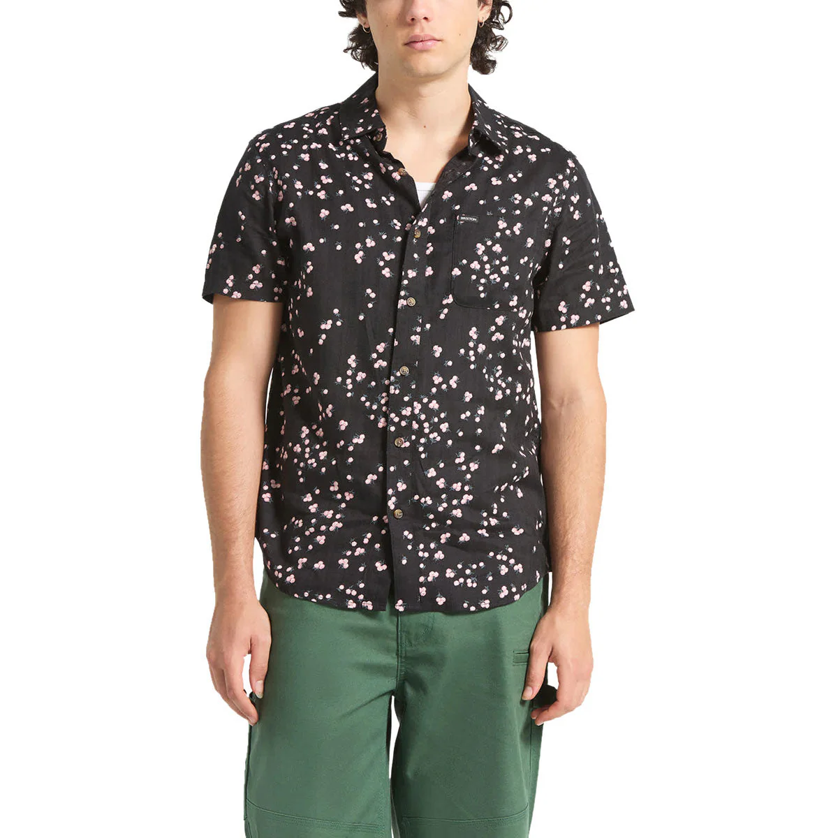 Brixton Charter Slub Shirt - Black/Pink