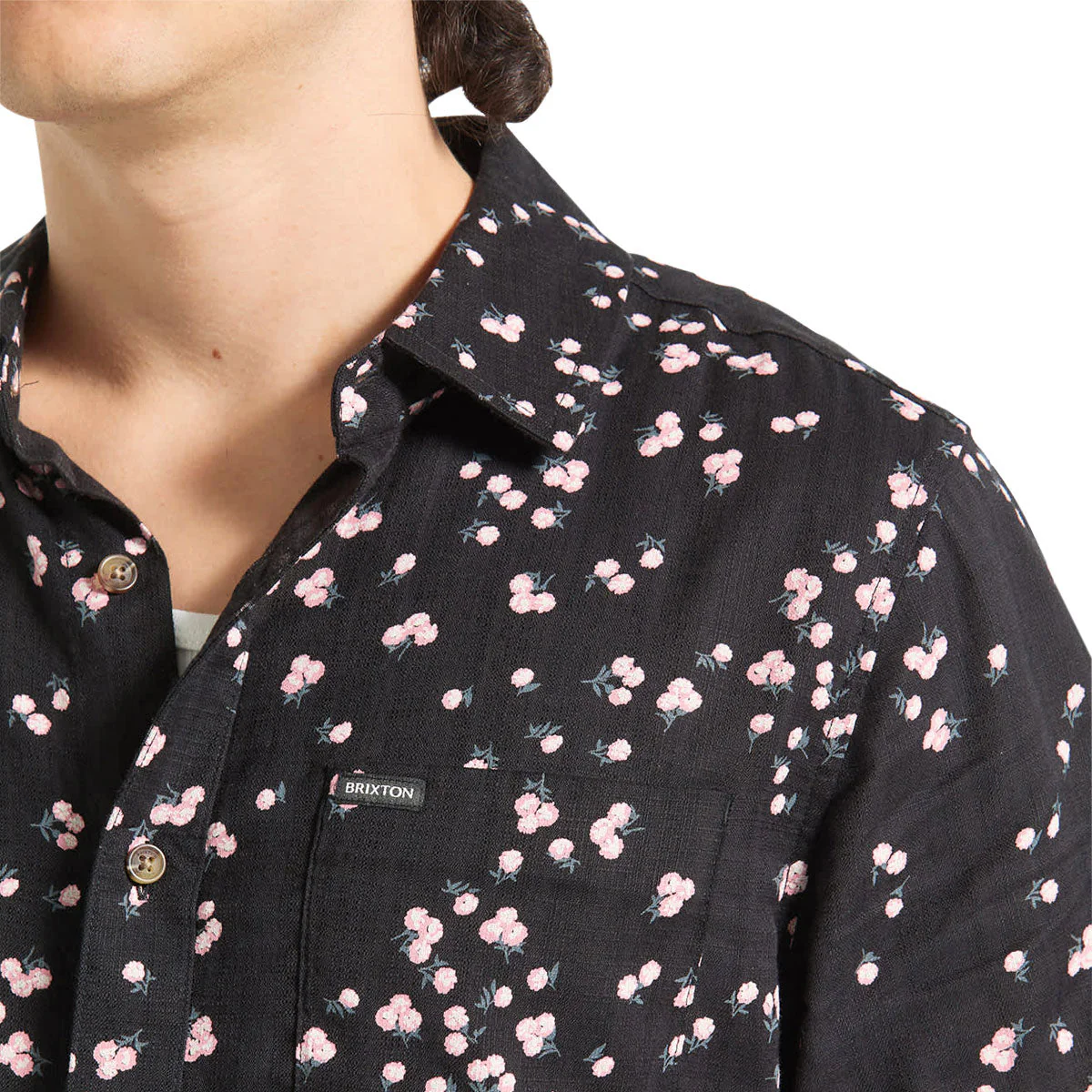 Brixton Charter Slub Shirt - Black/Pink - Image 3