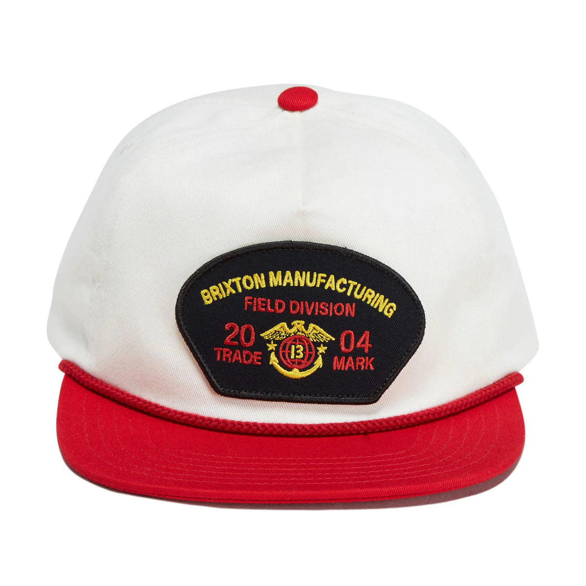 Brixton Division Np Mp Snapback Hat - Off White/Red - Image 2