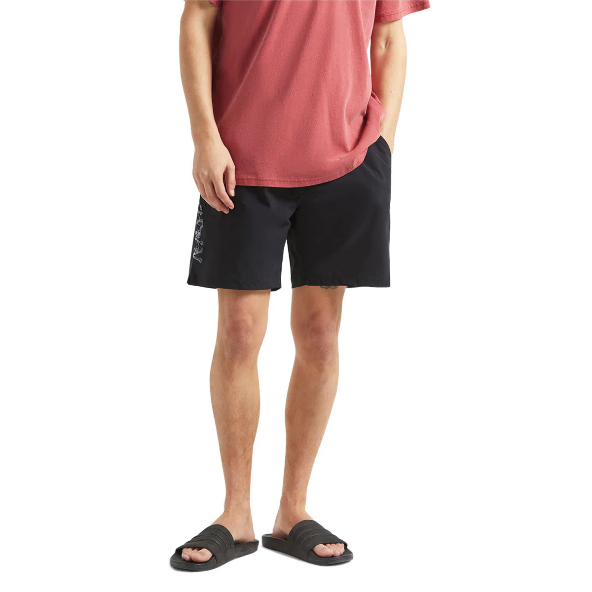Brixton Everyday Hybrid 7" Shorts - Black/White - Image 3