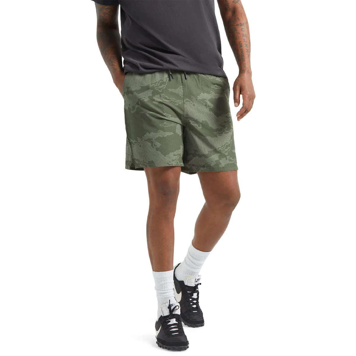 Brixton Journey Active Shorts - Olive Tiger Camo - Image 2