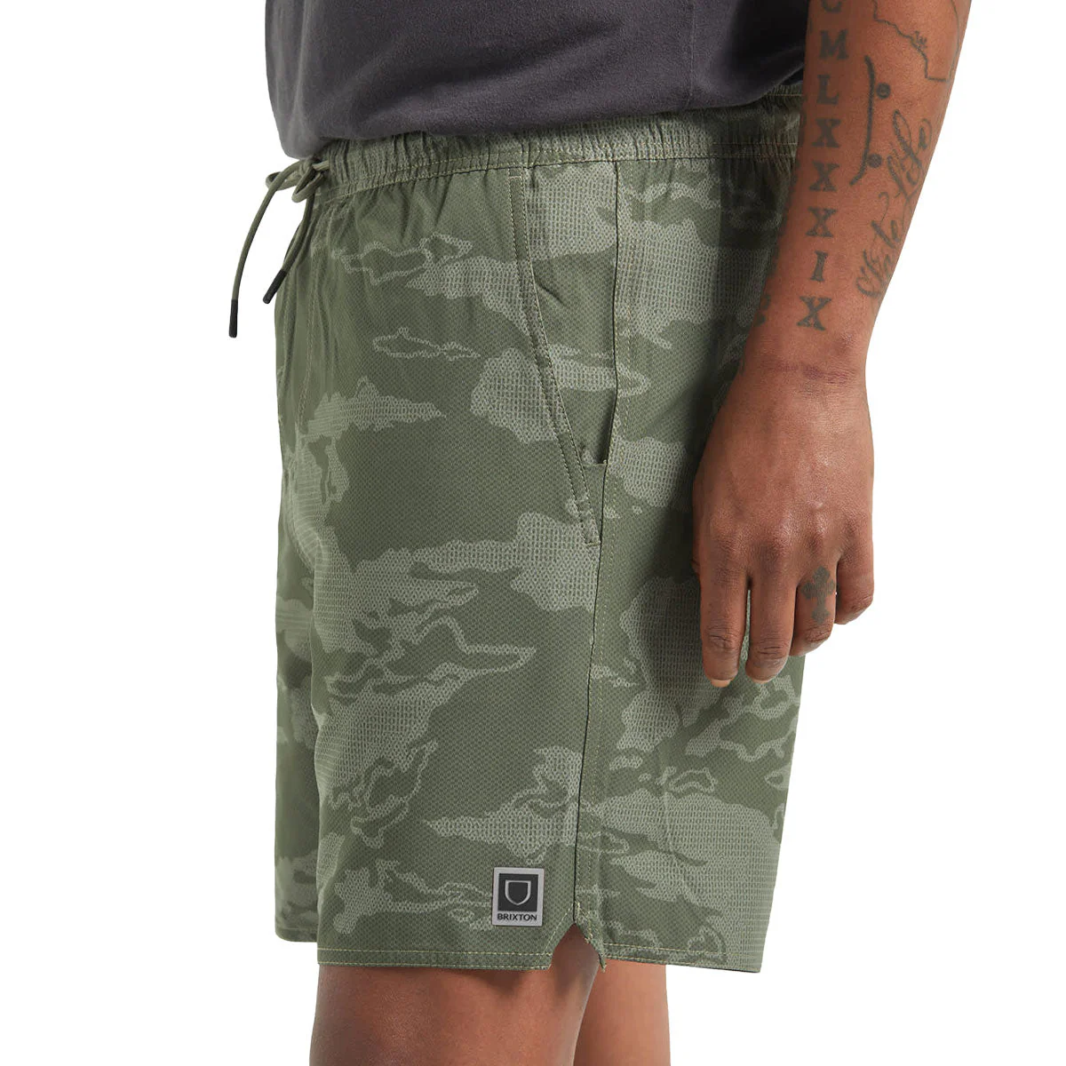 Brixton Journey Active Shorts - Olive Tiger Camo - Image 4