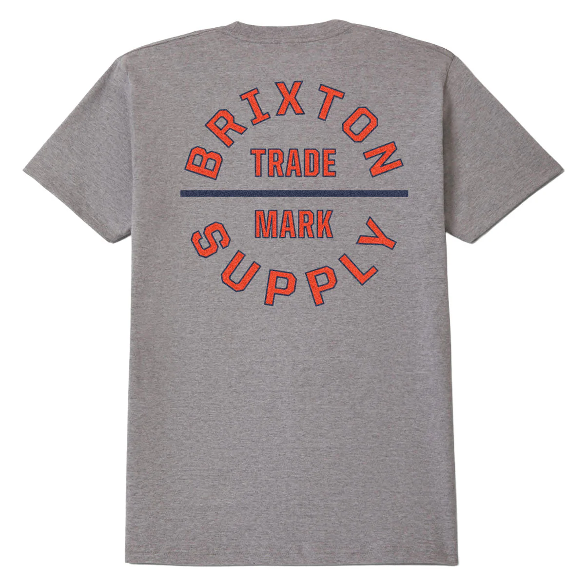 Brixton Oath V T-Shirt - Heather Grey/Lava Red/Midnight Blue