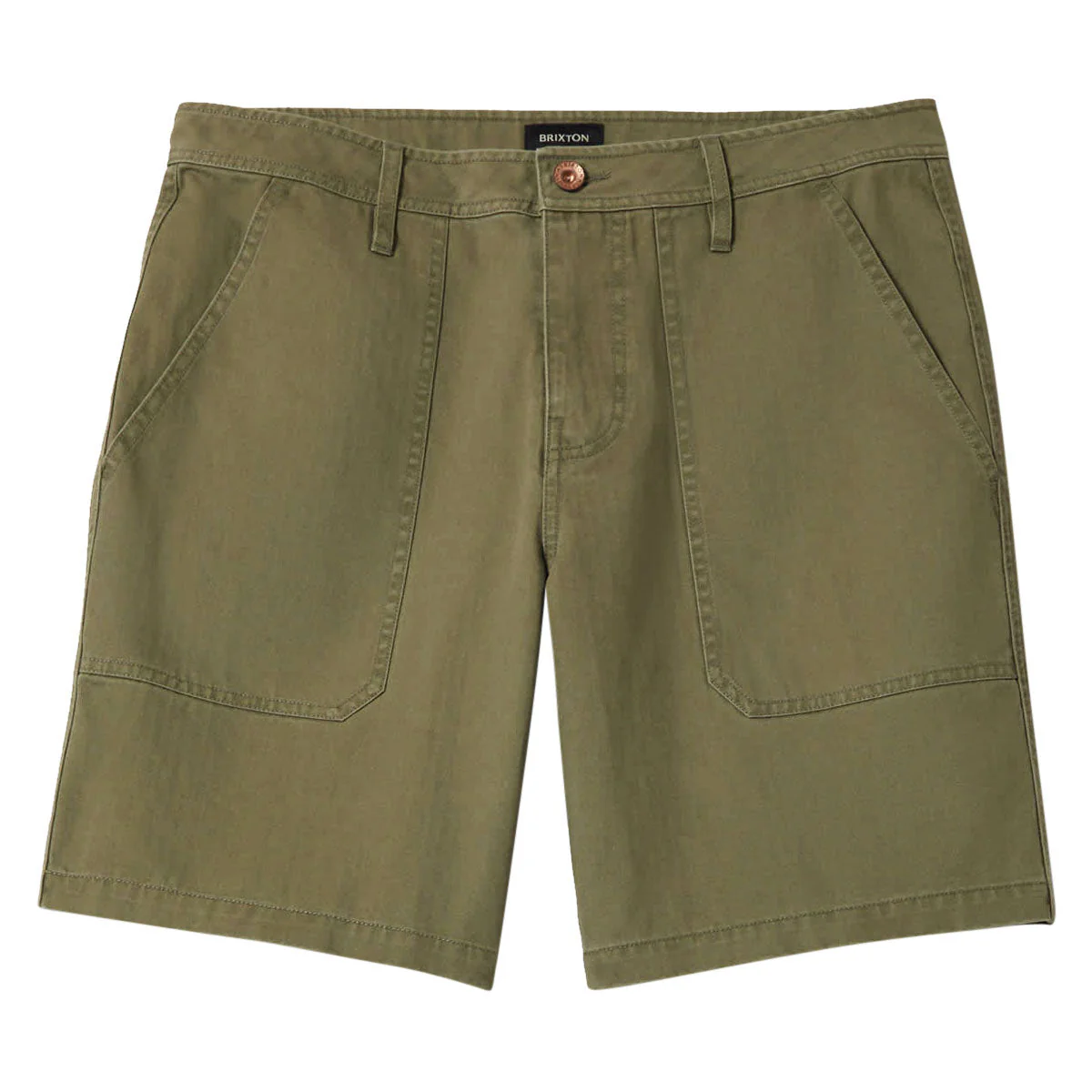 Brixton Surplus Vintage Wash Herringbone Shorts - Washed Olive Green