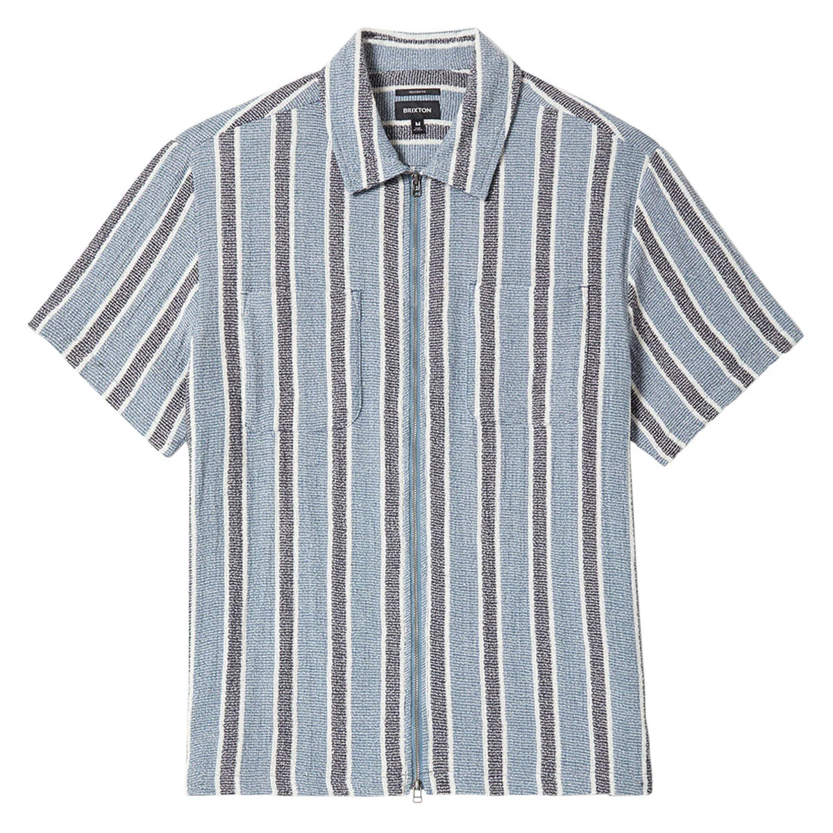 Brixton The Dexter Textured Stripe Shirt - Black/Dusty Blue - Image 4