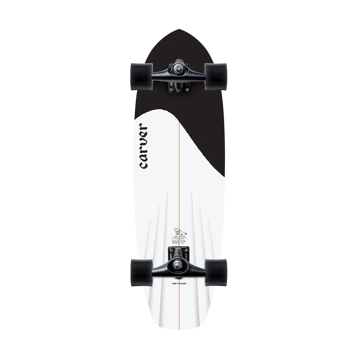 Carver Black Tip Carbon Fiber CX 32.5" Pre-Built Surfskate Complete