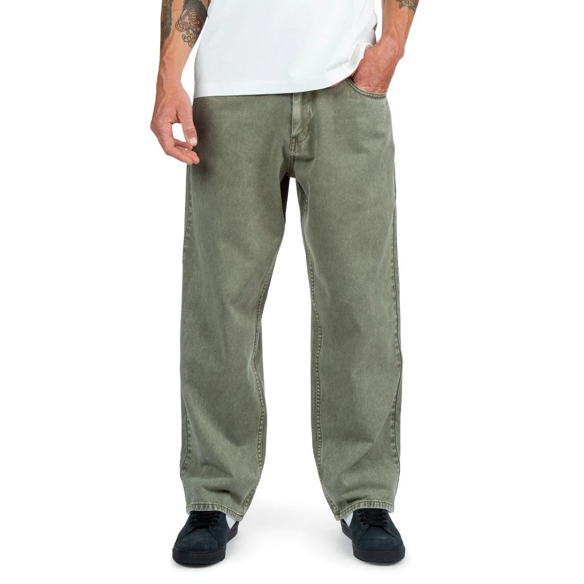 CCS Baggy Straight Denim Jeans - Faded Olive