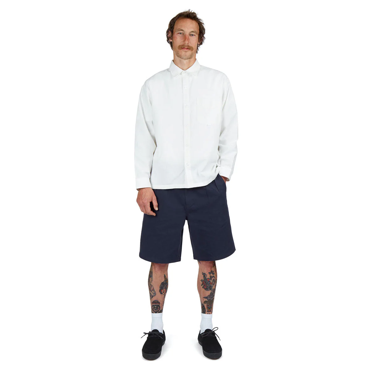 CCS Pleated Chino Shorts - Navy - Image 3