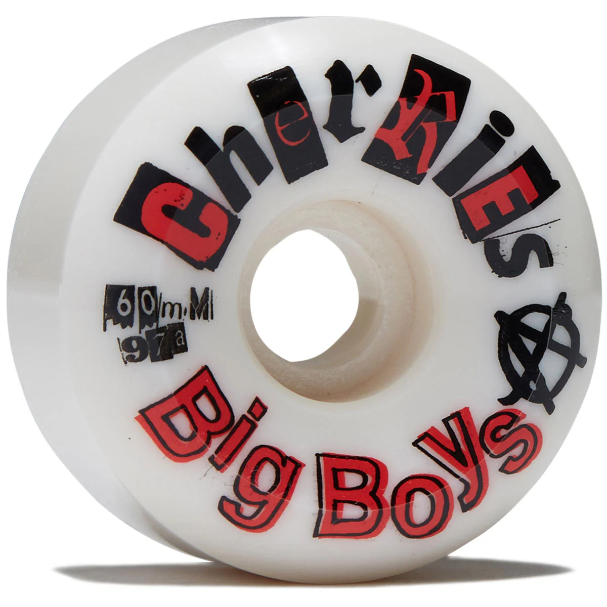 Cherries Big Boys Wide Conical Shape 97a Skateboard Wheels - White - 60mm