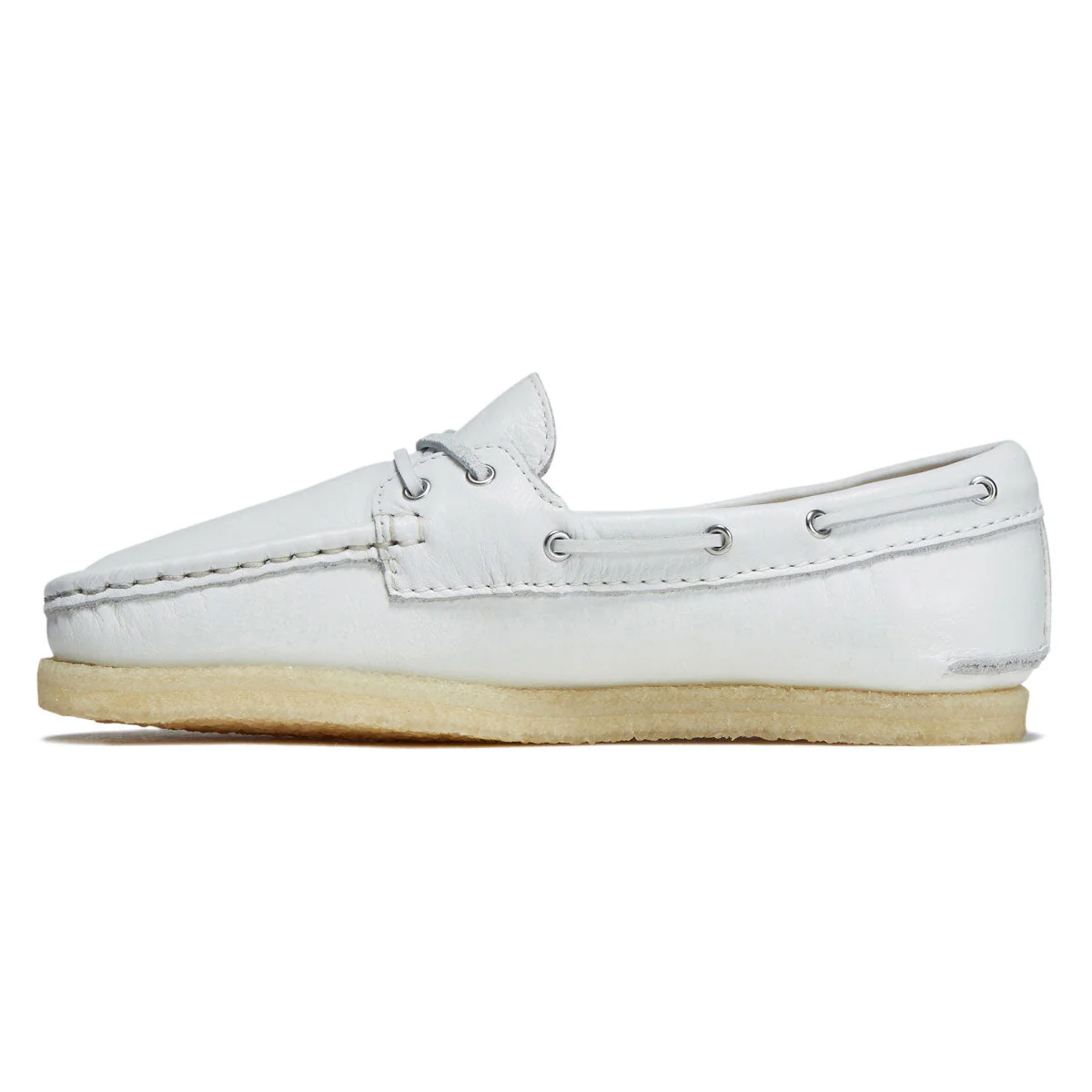 Clarks Womens Godney Boat Shoes - White Grain Leather - Image 2