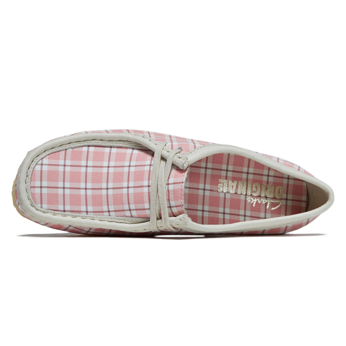 Clarks Womens Wallabee Shoes - Pink Check - Image 3