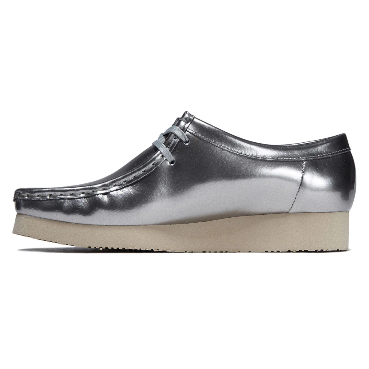Clarks Womens Wallabee Shoes - Silver - Image 2