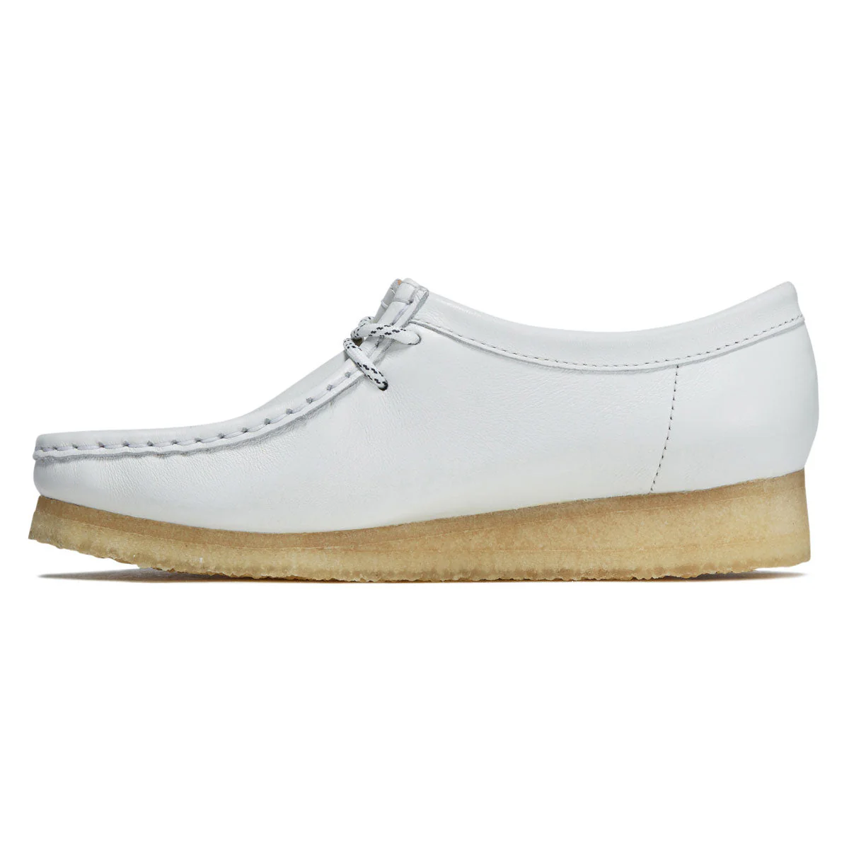Clarks Womens Wallabee Shoes - White Grain Leather - Image 2