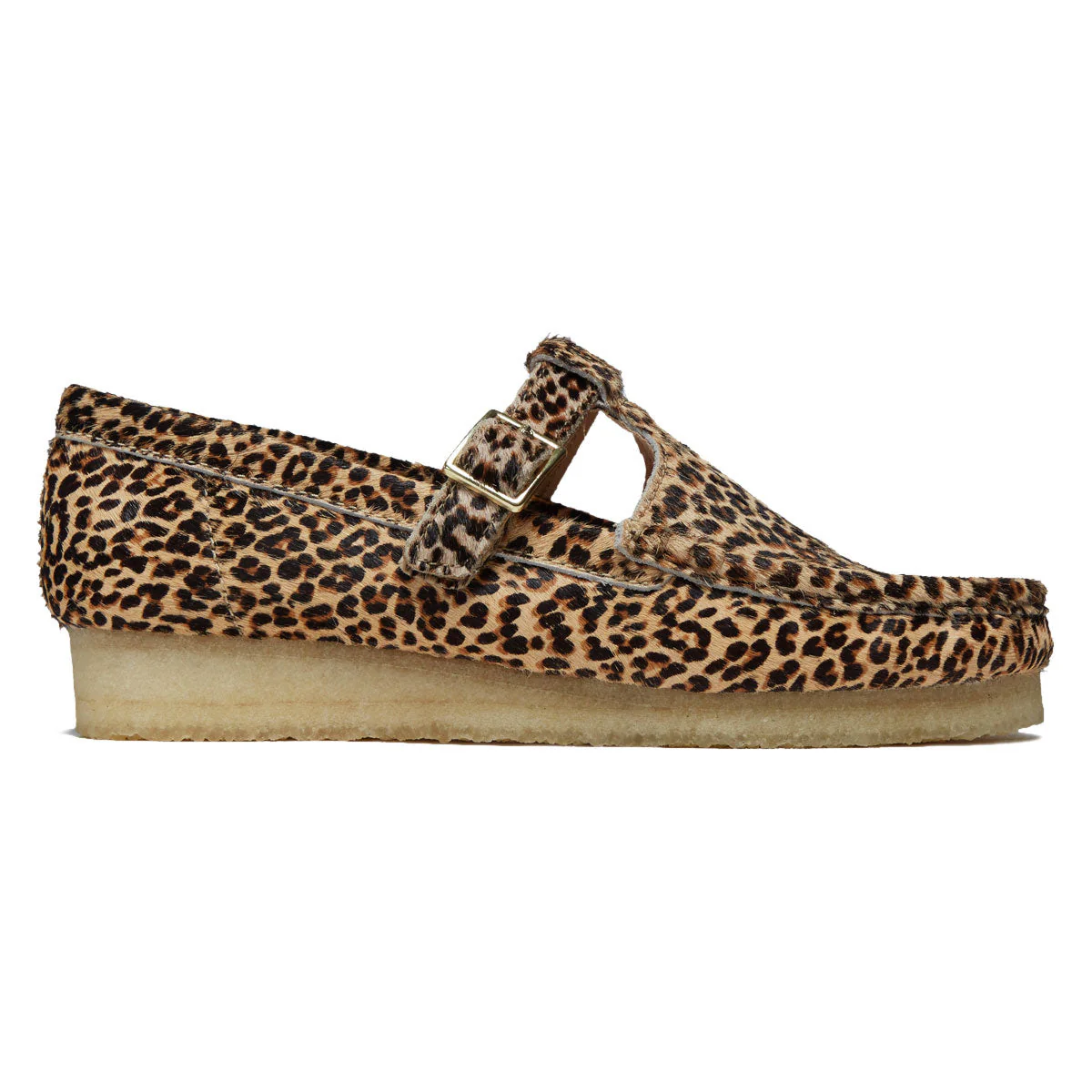 Clarks Womens Wallabee T Bar Shoes - Leopard Print