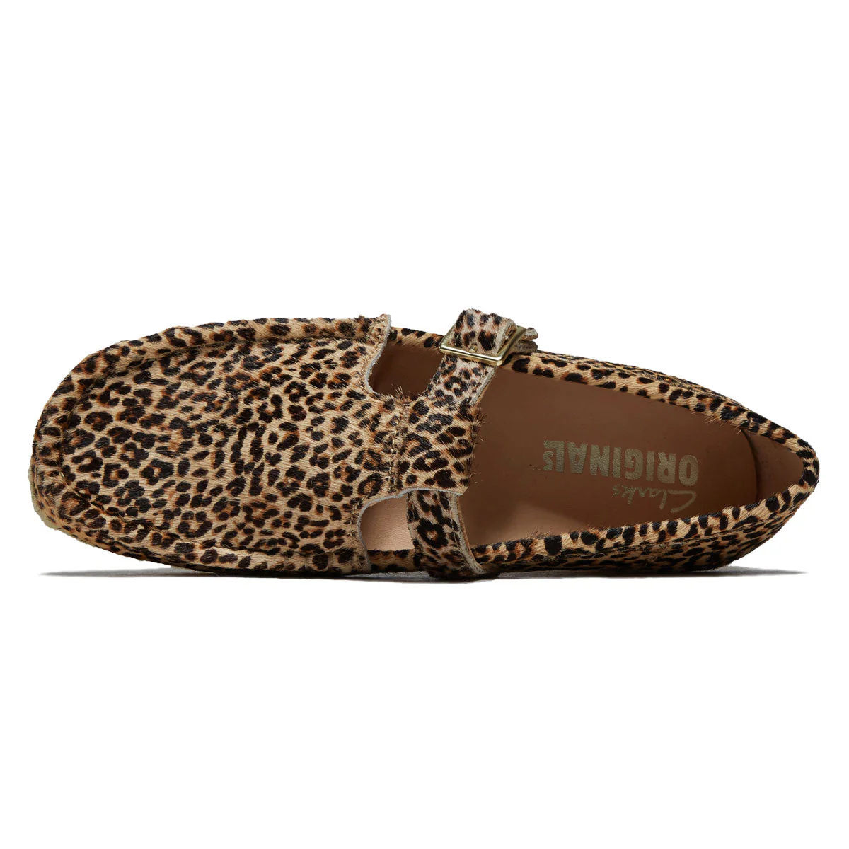 Clarks Womens Wallabee T Bar Shoes - Leopard Print - Image 3