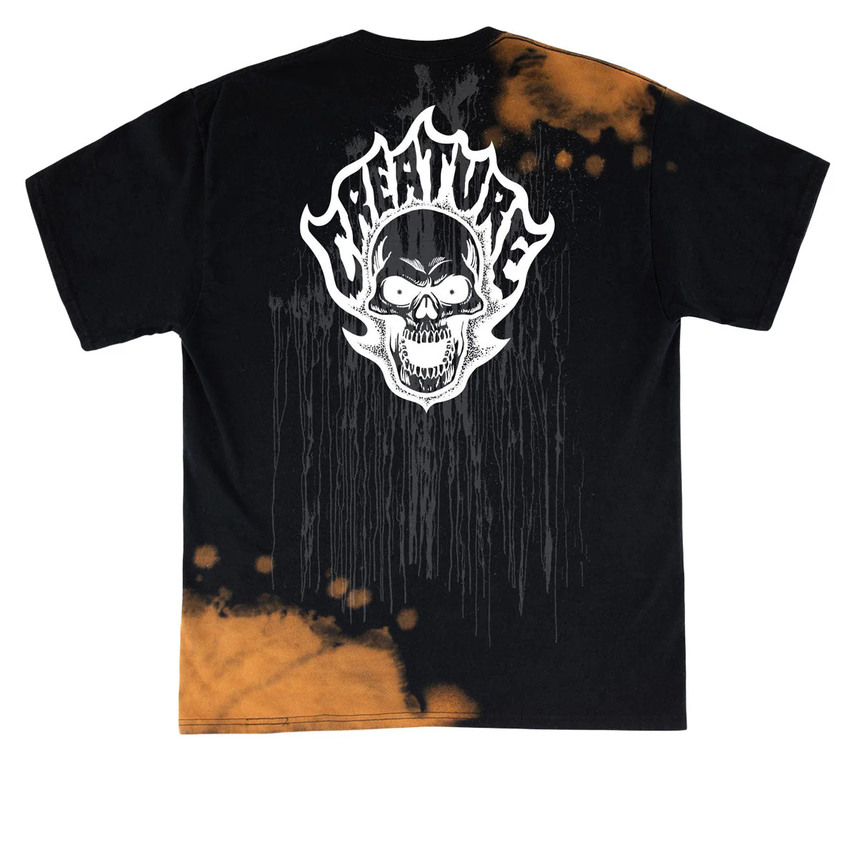 Creature Bonehead Flame Wash T-Shirt - Greasy Black