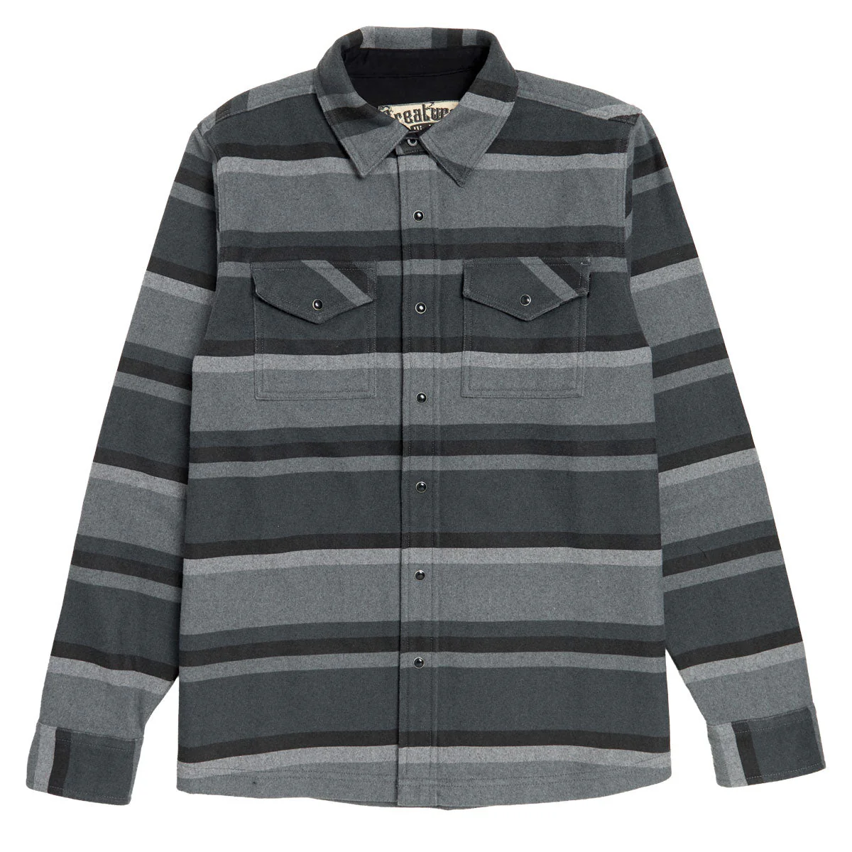 Creature Horizon Long Sleeve Flannel Shirt - Grey Scale