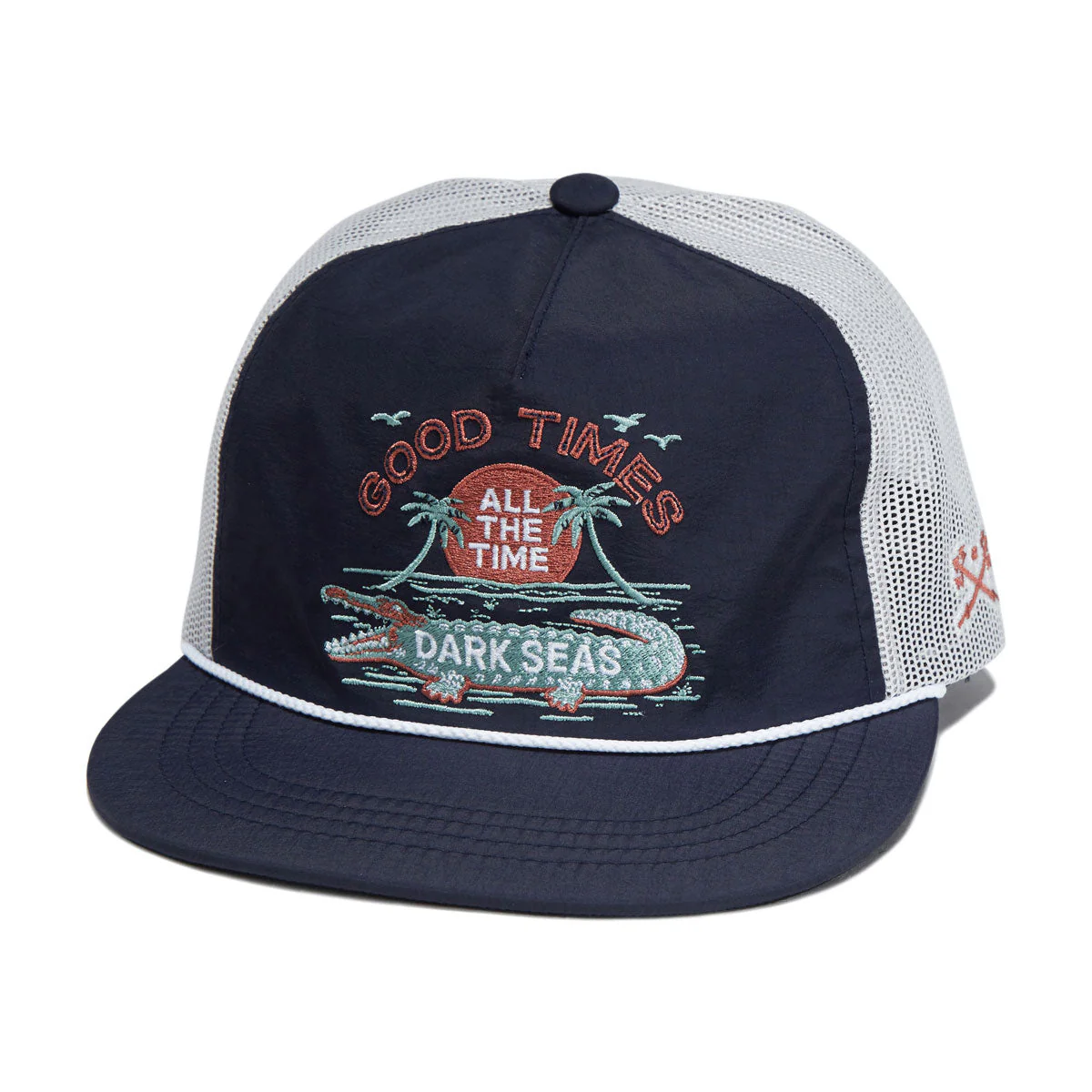 Dark Seas Gator Hat - Navy/White