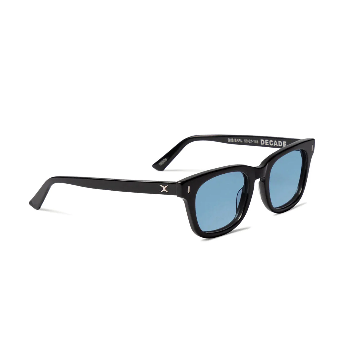 Decade Big Earl 50s Sunglasses - Gloss Black Acetate/Blue  CR-39