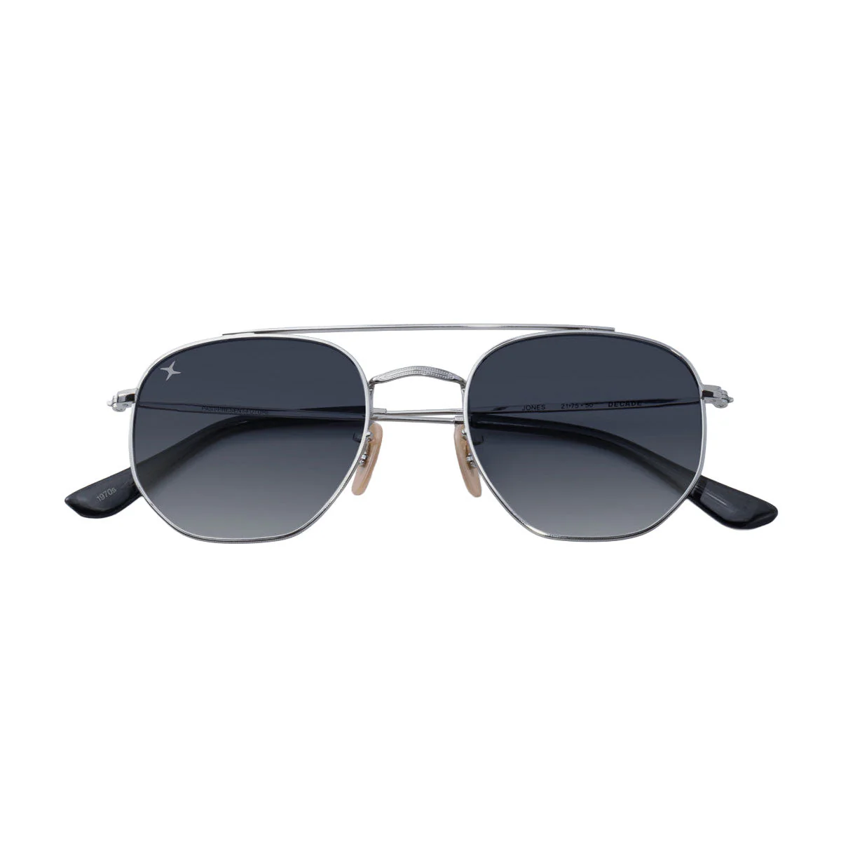 Decade Jones 70s Sunglasses - Shiny Silver Stainless Steel/Silver Revo CR39 - Image 4