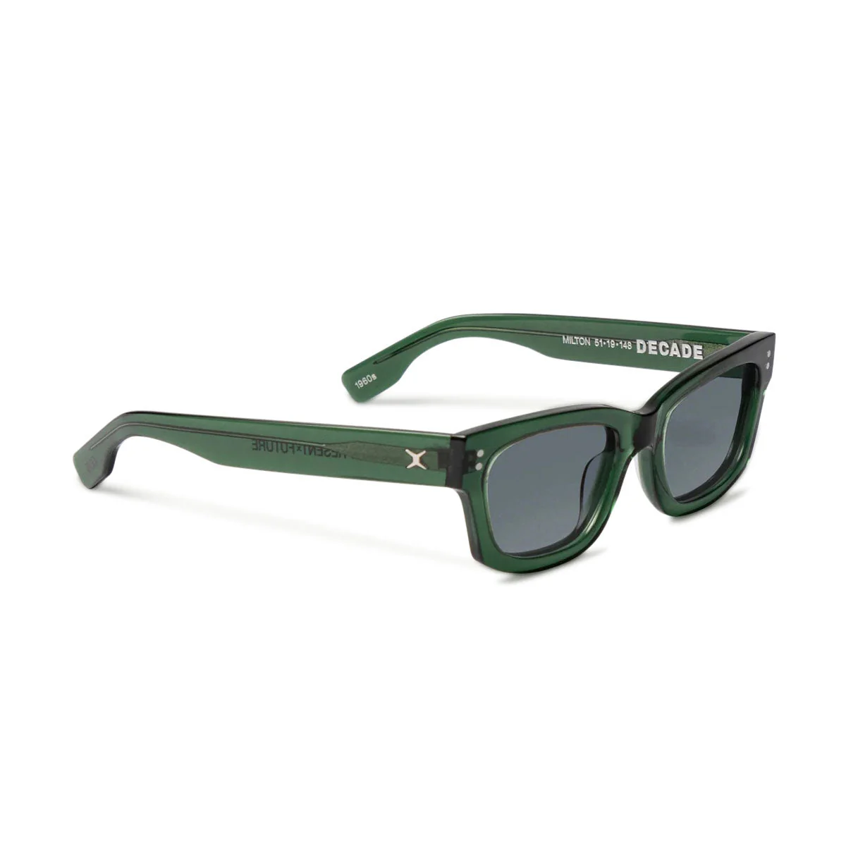 Decade Milton 60s Sunglasses - Crystal Green Acetate/Grey Tac Polarized - Image 2