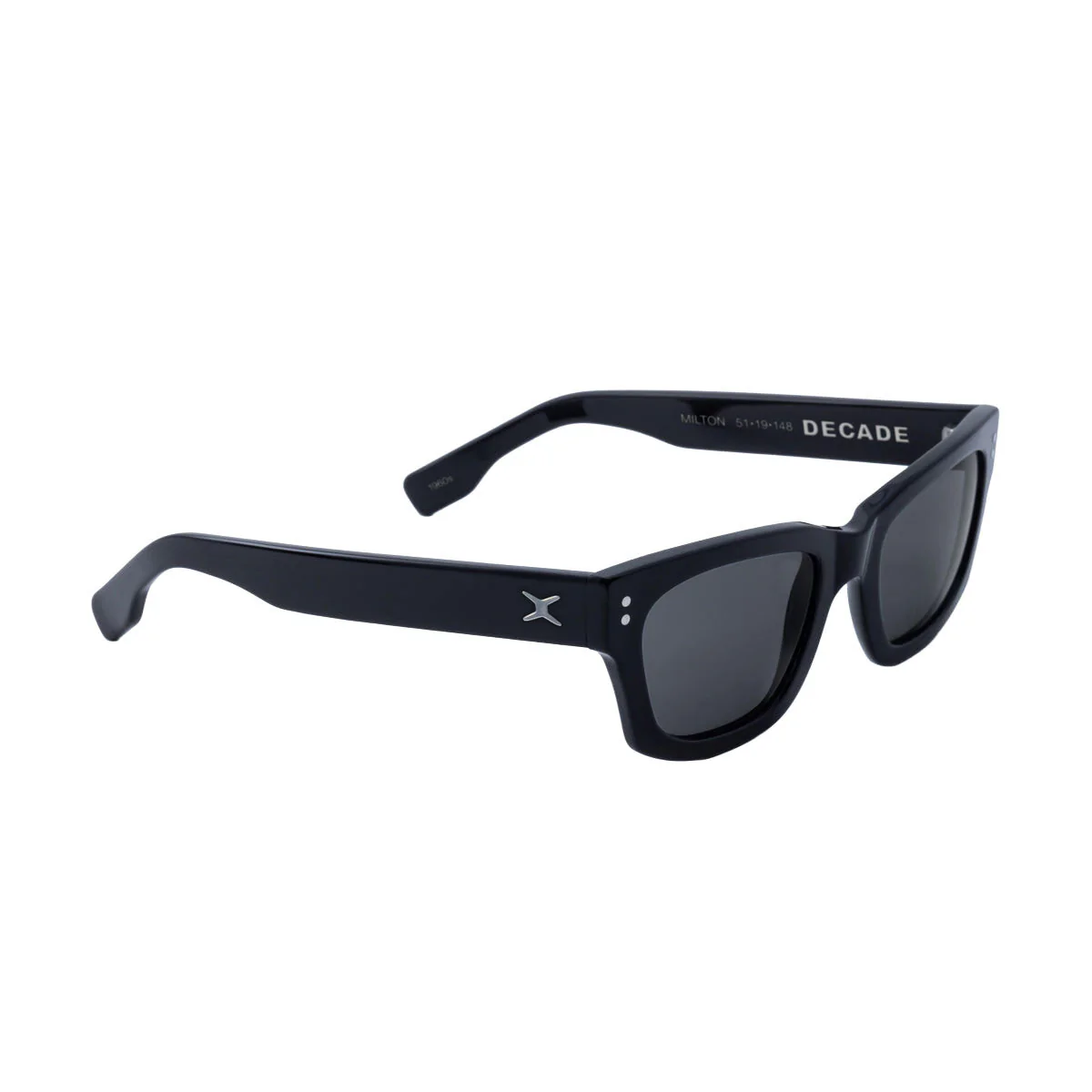 Decade Milton 60s Sunglasses - Gloss Black Acetate/Grey CR39